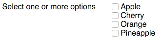 A label next to a group of check boxes